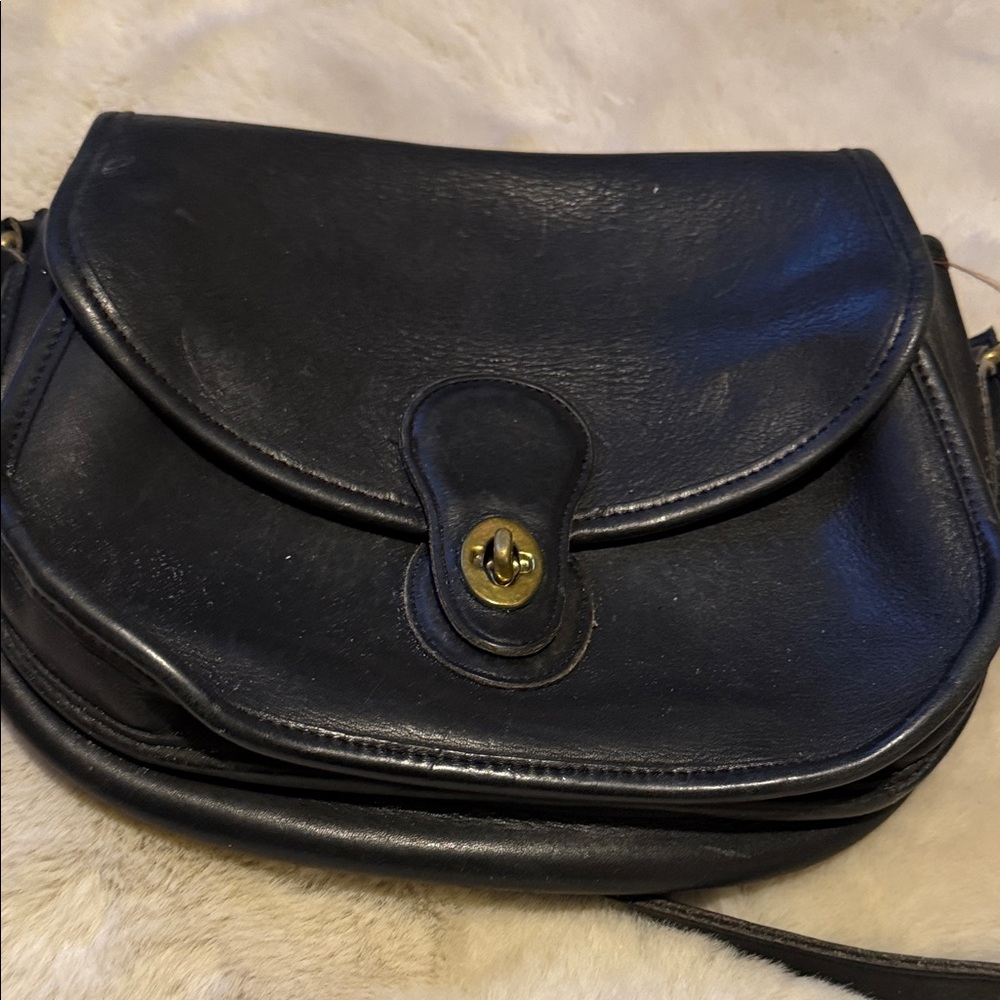 Coach Black Leather Crossbody Bag with Gold Hardware